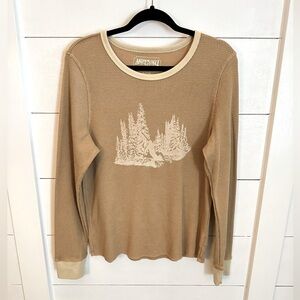 Y2K AMERICAN EAGLE XL raw hem cotton Waffle layering boho gorpcore Forest top